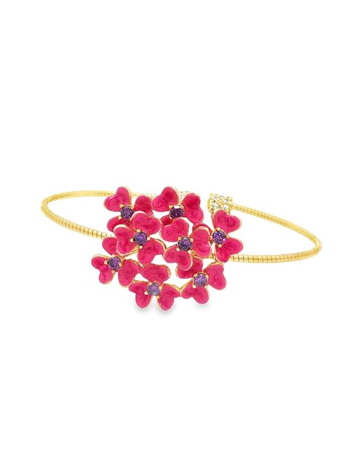 Bracciale Clover con pietre Ametista dorate e smalto rosa pastello GOCCIAZZURRA JEWELS | BRCLOVEROROROSA